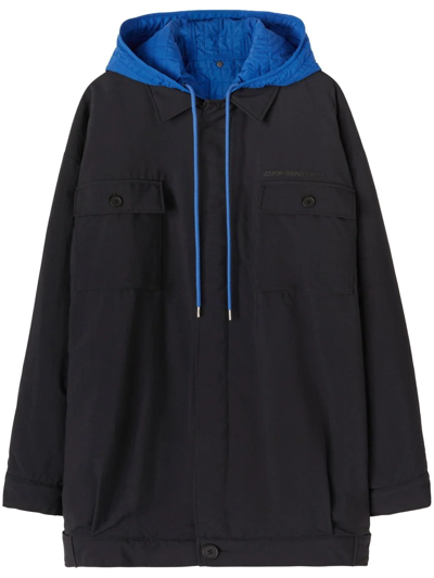 Shop Off-white Colour-block Hooded Jacket In Black