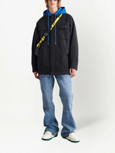 Shop Off-white Colour-block Hooded Jacket In Black