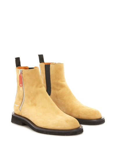 Shop Off-white Spongesole Suede Ankle Boots In Brown