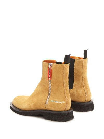 Shop Off-white Spongesole Suede Ankle Boots In Brown