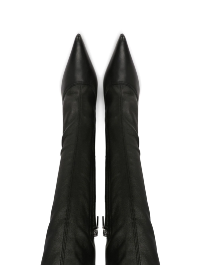Shop Dolce & Gabbana Logo-heel Knee-high Boots In Black