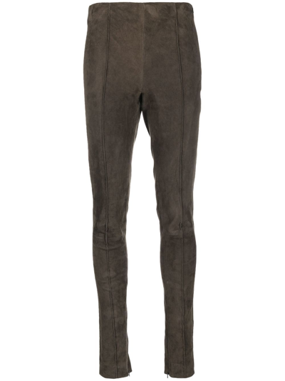 Polo Ralph Lauren Mid-rise Suede Leggings In Braun