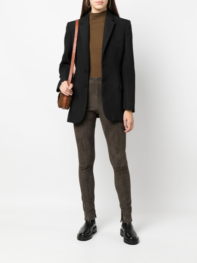 Polo Ralph Lauren Mid-rise Suede Leggings In Braun