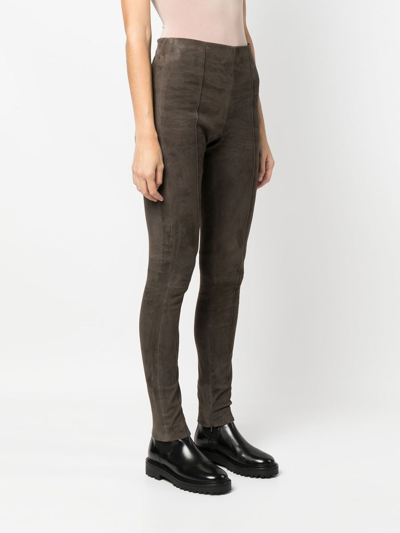 Polo Ralph Lauren Mid-rise Suede Leggings In Braun