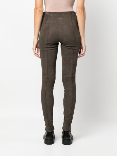 Polo Ralph Lauren Mid-rise Suede Leggings In Braun