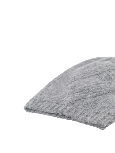 Shop Peserico Wool-cashmere-silk Blend Beanie In Grau