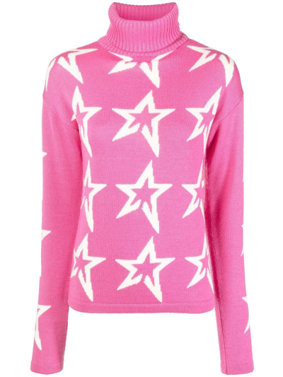 Shop Perfect Moment Star-knit Roll-neck Jumper In Pink