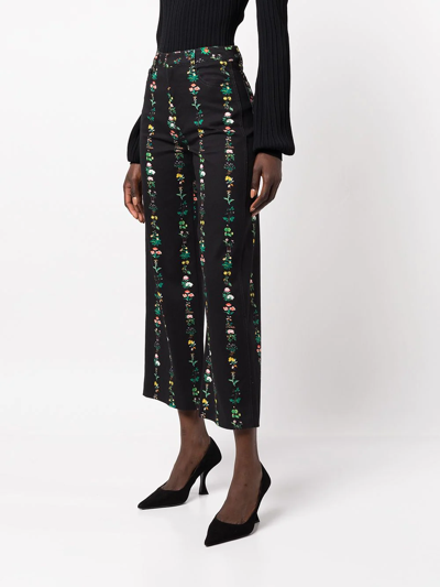 Shop Adam Lippes Alessia Floral-print Trousers In Black