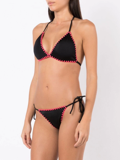 Shop Brigitte Embroidered Halterneck Bikini In Black