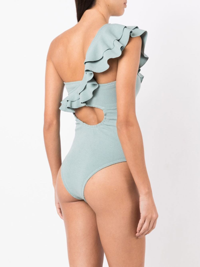 Shop Clube Bossa Siola One-shoulder One-piece In Blue