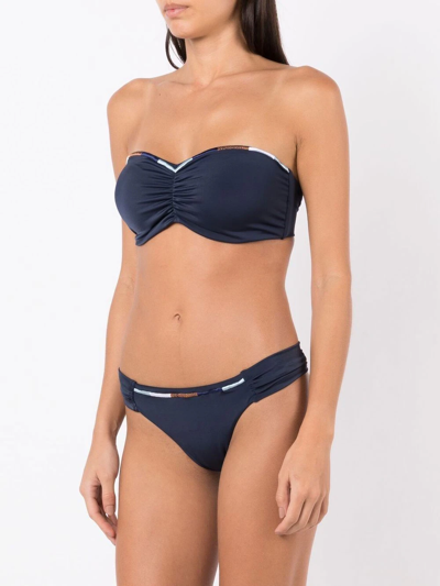 Brigitte Embroidered Bandeau Bikini In Blue