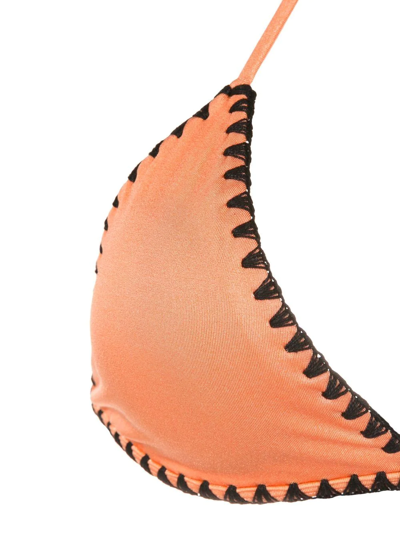 Shop Brigitte Embroidered Halterneck Bikini In Orange
