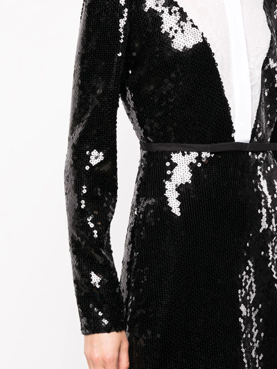 Giambattista Valli Sequin Embellished Lace-insert Mini Shirtdress In Schwarz