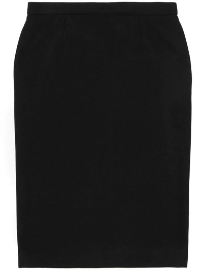 Shop Burberry Felted Pencil Skirt In Black