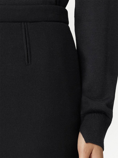 Shop Burberry Felted Pencil Skirt In Black