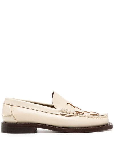 Shop Hereu Nombela Interwoven-design Loafers In Nude