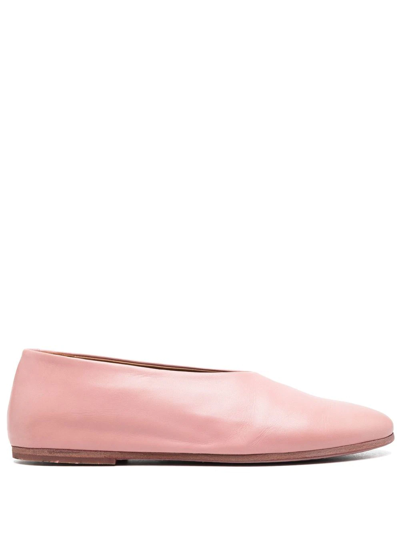 Shop Marsèll Leather Ballerina Shoes In Rosa