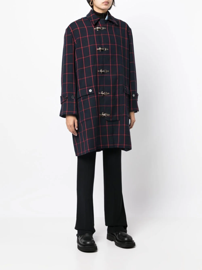 Shop Rokh Check-print Coat In Blue