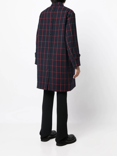 Rokh Check-print Coat In Blue