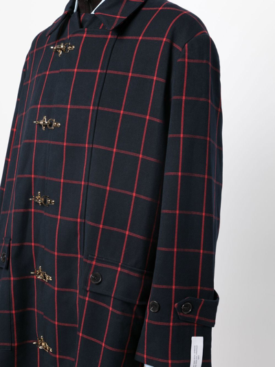 Rokh Check-print Coat In Blue