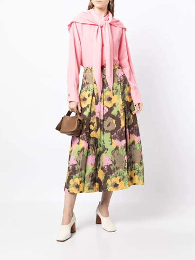 Shop Rejina Pyo Tied-waist Floral-print Skirt In Multicolour