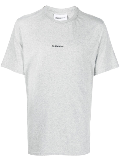 Shop Han Kjobenhavn Logo Print T-shirt In Grau