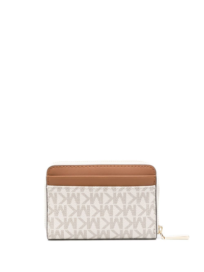 Shop Michael Michael Kors Monogram-pattern Leather Cardholder In Weiss