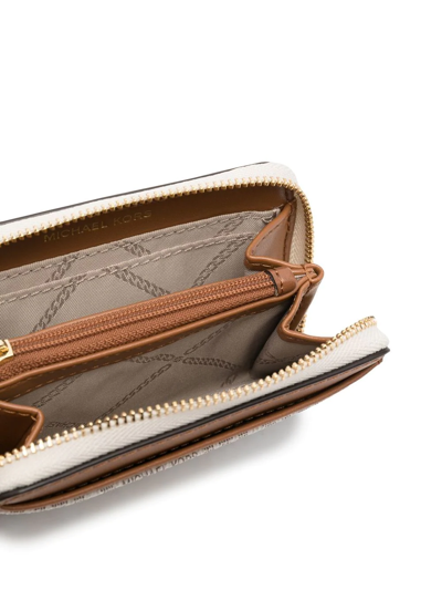 Shop Michael Michael Kors Monogram-pattern Leather Cardholder In Weiss