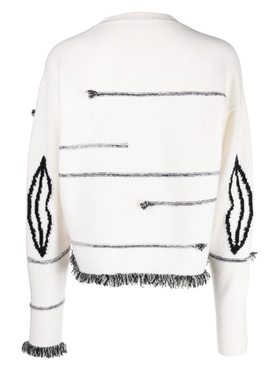 Shop Sonia Rykiel Lips Contrasting-stitch Detail Jumper In White