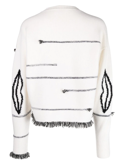 Sonia Rykiel Lips Contrasting-stitch Detail Jumper In White
