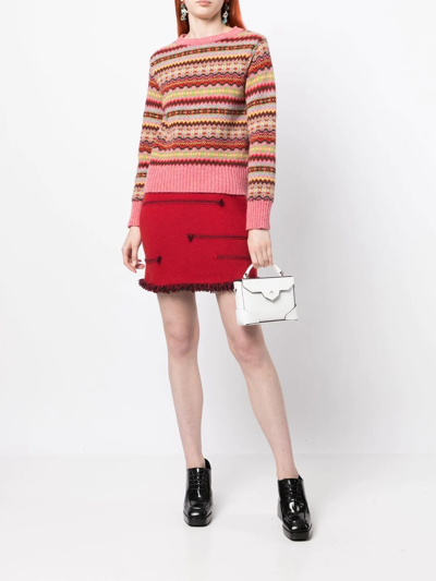 Shop Sonia Rykiel Contrasting-stitch Detail Skirt In Red