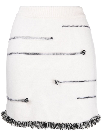 Shop Sonia Rykiel Contrasting-stitch Detail Skirt In White