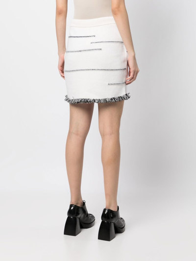 Shop Sonia Rykiel Contrasting-stitch Detail Skirt In White