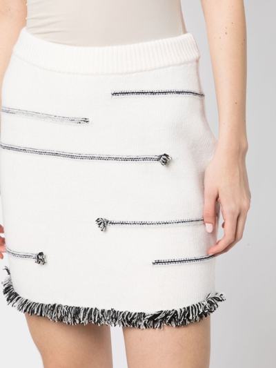 Shop Sonia Rykiel Contrasting-stitch Detail Skirt In White