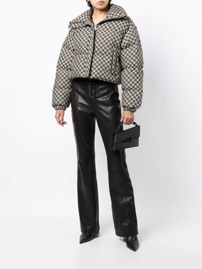 Misbhv Monogram-print Cropped Puffer Jacket In Nude