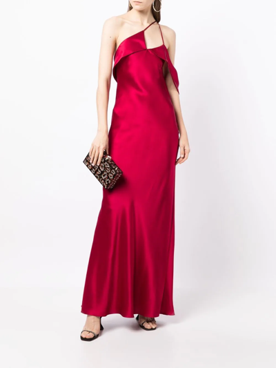 Shop Michelle Mason Bias-cut One-shoulder Gown In Red