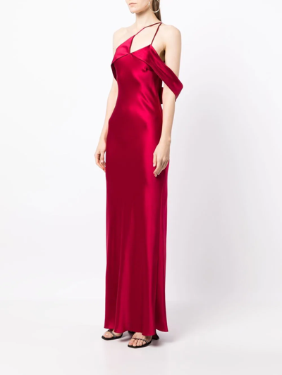 Shop Michelle Mason Bias-cut One-shoulder Gown In Red