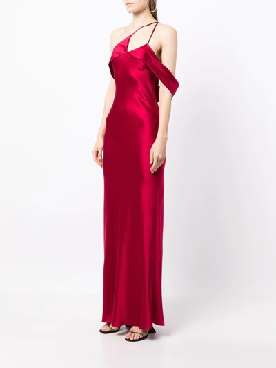 Michelle Mason Bias-cut One-shoulder Gown In Red