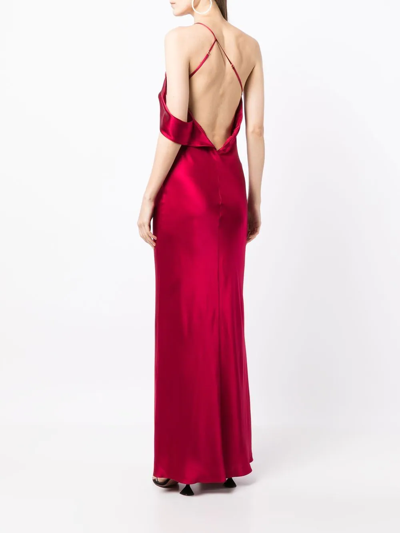 Shop Michelle Mason Bias-cut One-shoulder Gown In Red