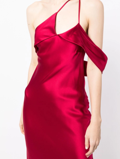 Shop Michelle Mason Bias-cut One-shoulder Gown In Red