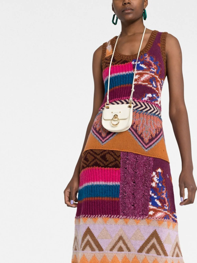 Shop Etro Intarsia Knit Long Dress In Braun