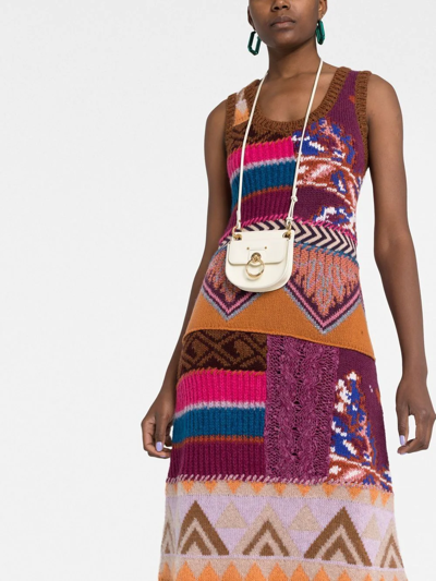 Etro Artisan Patchwork Sleeveless Knit Maxi Dress In Braun