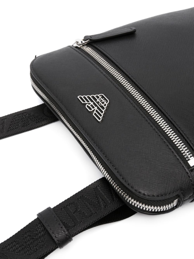 Emporio Armani Small Faux-leather Messenger Bag In Schwarz
