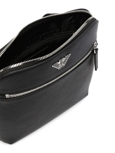 Emporio Armani Small Faux-leather Messenger Bag In Schwarz