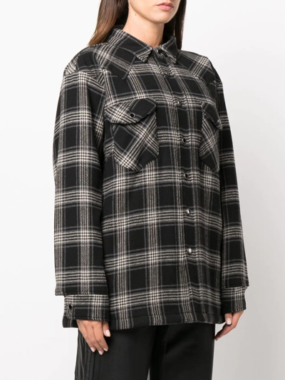 Washington Dee Cee Check-pattern Beaded Shirt-jacket In Schwarz