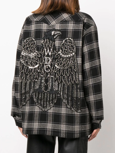 Washington Dee Cee Check-pattern Beaded Shirt-jacket In Schwarz