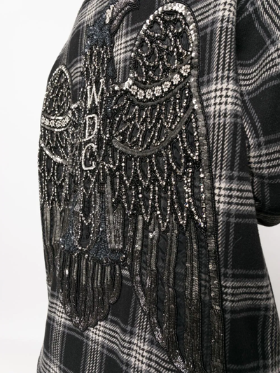 Washington Dee Cee Check-pattern Beaded Shirt-jacket In Schwarz