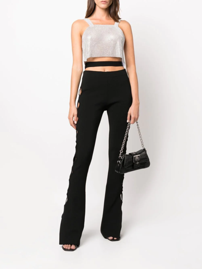 Shop Andreädamo Cut-out Flared Trousers In Schwarz