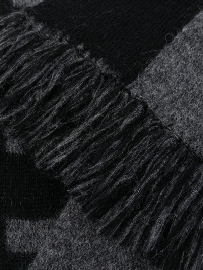 Saint Laurent Intarsia-knit Logo Scarf In Schwarz