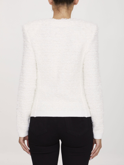 Shop Balmain White Tweed Jacket